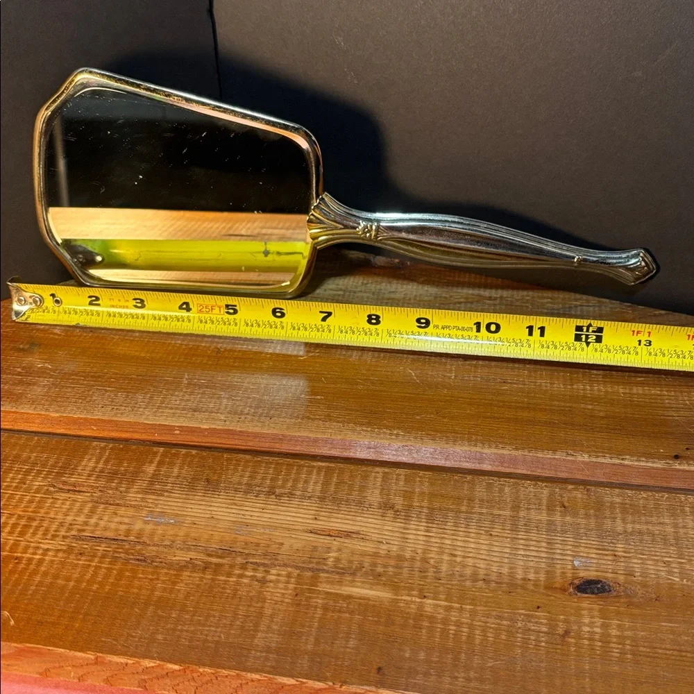 Rare Vintage Mid Century Modern Gold Tone Brass Vanity Mirror 1950's